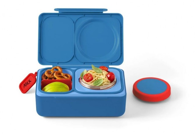 Lunchbox do szkoły z termosem Omie Box niebieski czerwony